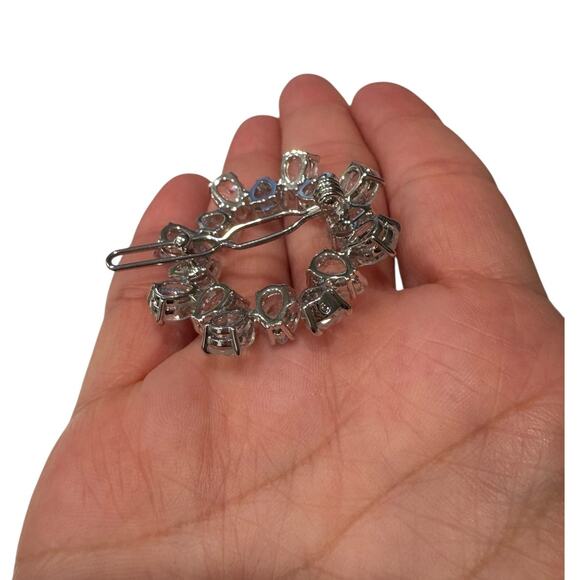 Swarovski Hair Clip, Pear Cut Crystals, White, Rhodium Plated